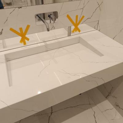 Столешница из кварцевого агломерата для кухни с интегрированной щелевой мойкой в ванную комнату Noblle Q735