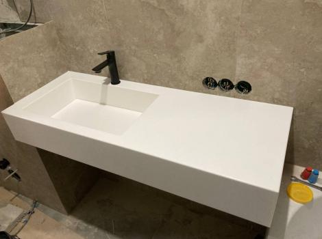 Акриловая столешница с интегрированной мойкой Grandex P104